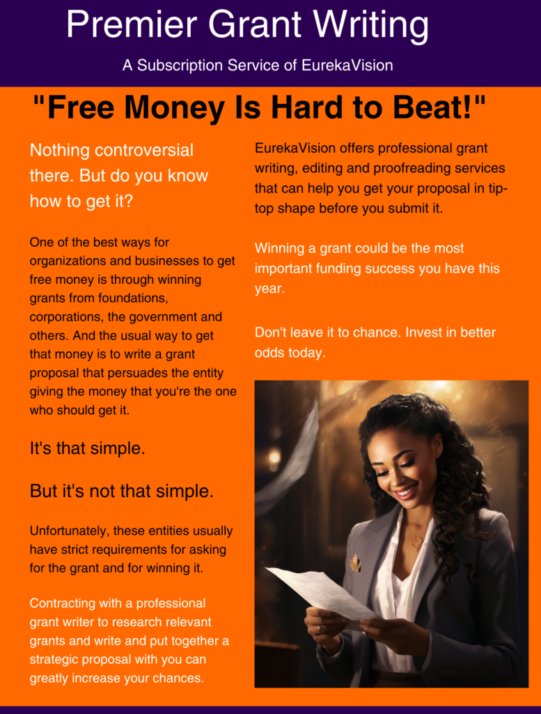 EurekaVision ad for grant writing.